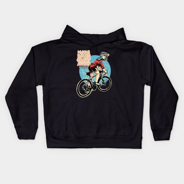 Make Bikes Great Again - Blonde Kids Hoodie by Vlepkaaday